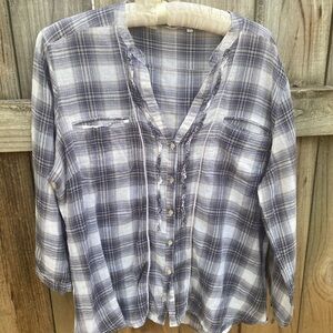 Jacqueline RIU cotton plaid blouse